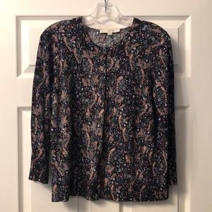 Loft lightweight cardigan sweater button up multi color